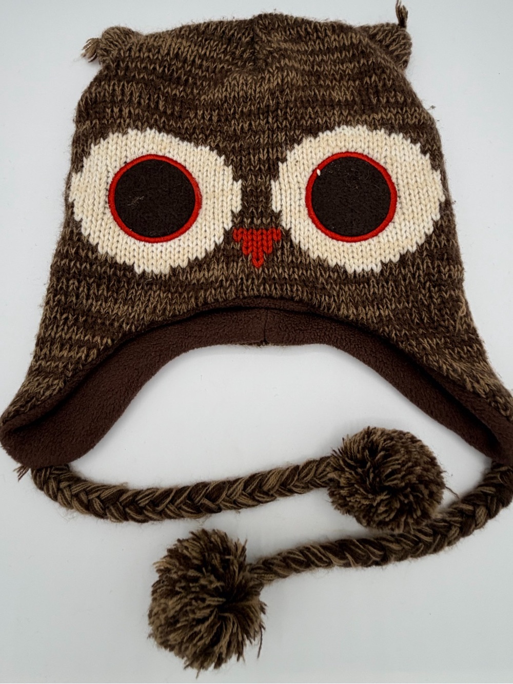 No boundaries brown knit owl, Peruvian, trapper, earflap hat